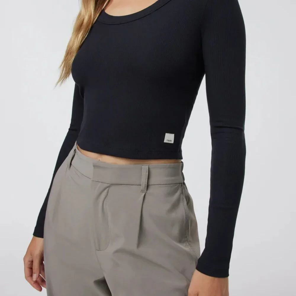 Vuori Women's Long Sleeve Pose Scoop Tee Black Sz L - Picture 2 of 12